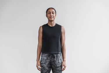 Nobull Heavyweight Sleeveless Crop Women's T Shirts Black | Australia (JN1367)